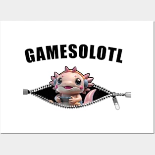 Funny Cute Gamesolotl Boys Kawaii Japanese Anime Manga Otaku Axolot Meme Posters and Art